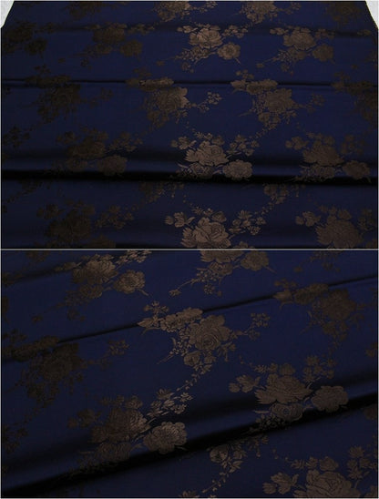 Tissu brocart jacquard à motifs floraux : mélange de soie et de rayonne de style chinois