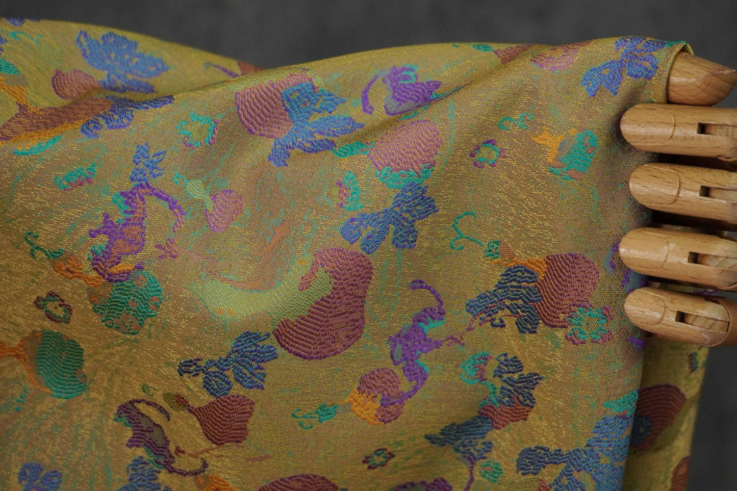 Gold Accents Brocade Fabric - Gourd Jacquard, 59" Wide