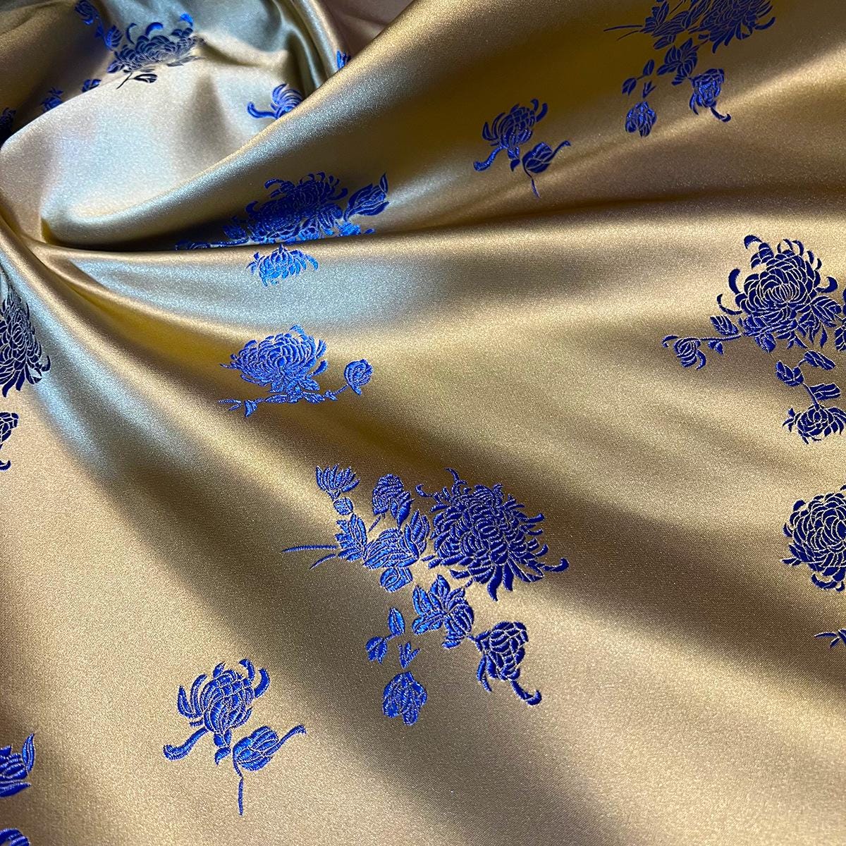 Brocart de soie damassé : 150 cm de large, tissu chinois pivoine - Vendu au mètre