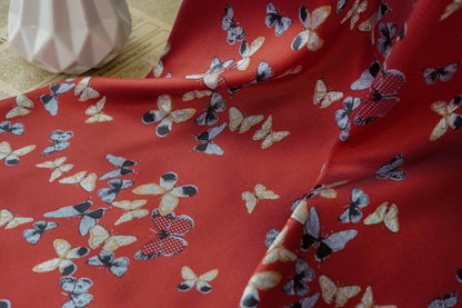 Gold Thread Butterfly Jacquard Fabric: Chinese Painting Style, 59" Wide