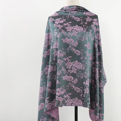 Floral Tea Silk Satin Fabric - 59"W Digital Print