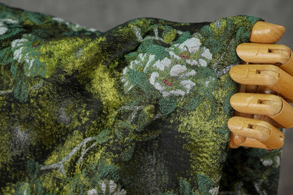 Tissu jacquard à motif floral en relief : Coloris bleu sarcelle et vert champêtres (largeur : 63 pouces)