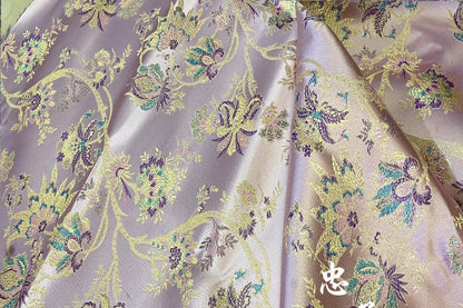 Pink Floral Silk Brocade Fabric: 59" Wide, Wedding Sewing Quilting