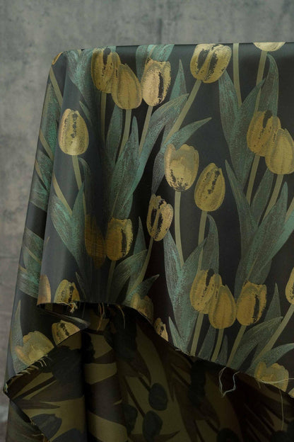 Jacquard Tulip Fabric: Retro Style Yarn-Dyed Upholstery (65"W)