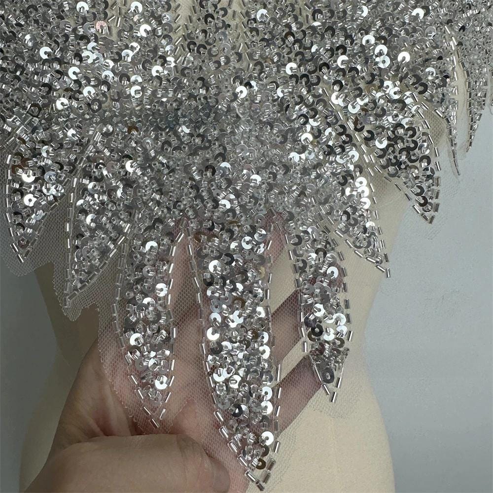 Gold Sequin Embroidered Collar Appliqu��: DIY Clothing Accessory (50x3