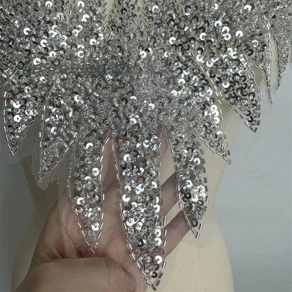 Gold Sequin Embroidered Collar Appliqu��: DIY Clothing Accessory (50x3