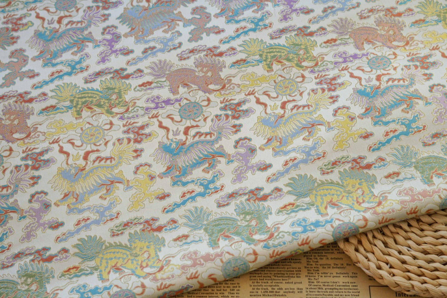 Kirin & Cloud Jacquard Brocade Fabric: Costume, Upholstery, Decor - 66��ï¿