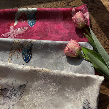 Butterfly Jacquard Silk Fabric ��� Xiangyun Gambiered Canton Gau"W