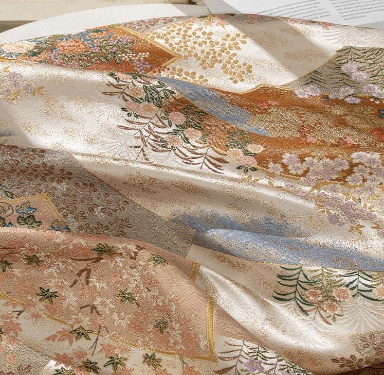 Nishijin Weaving Fabric: Japanese Fan Silk Rayon Blend (By The Meter)