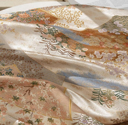 Nishijin Weaving Fabric: Japanese Fan Silk Rayon Blend (By The Meter)