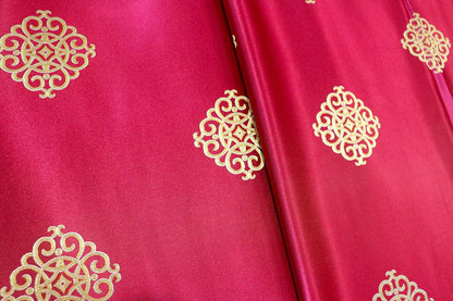 Blue Brocade Fabric: Chinese Mongolian Style Rayon Blend (29.5" Wide)