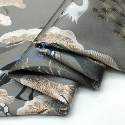 Grey Peacock Jacquard Fabric: 57"W Designer Upholstery & Costume Fabric