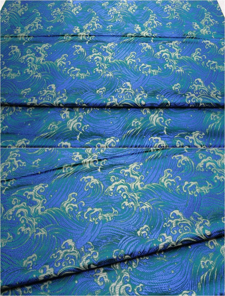 Ocean Waves Silk Rayon Brocade Fabric - 29.5"/75cm