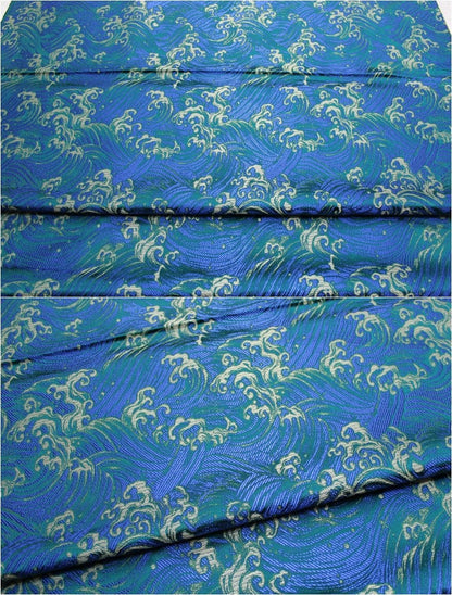 Ocean Waves Silk Rayon Brocade Fabric - 29.5"/75cm