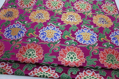 Lotus Thangka Brocade Fabric: Tibetan Robes, Buddhist Temples (29.5"W) - Poppylollipop