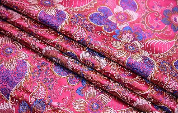 Moonflower Silk Brocade Fabric: Chinese Upholstery & Sewing - By The Meter