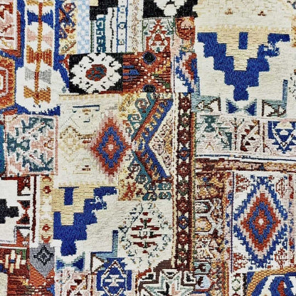 Tissu d'ameublement chenille abstrait : motif tapisserie, 150 cm de large