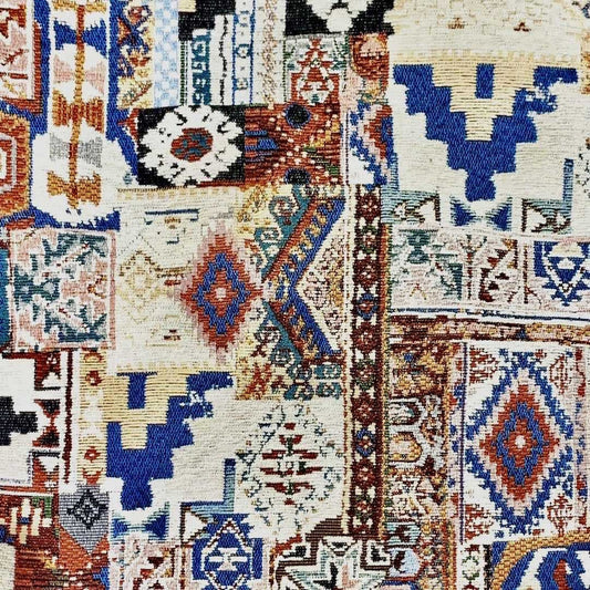 Tissu d'ameublement chenille abstrait : motif tapisserie, 150 cm de large