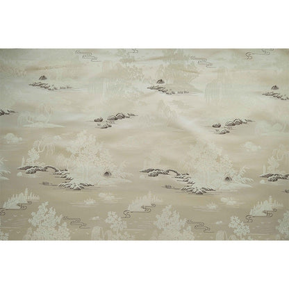 Jacquard Polyester Fabric: Minimalist Asian Landscape, Upholstery & Decor