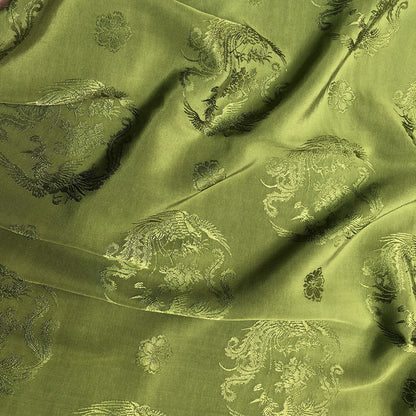 Dragon & Phoenix Jacquard Satin Damask Fabric - 59" Wide