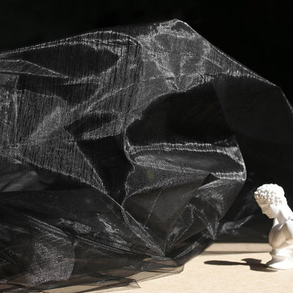 Black Organza Fabric: Sheer Glossy Mesh, Dress Skirt Material