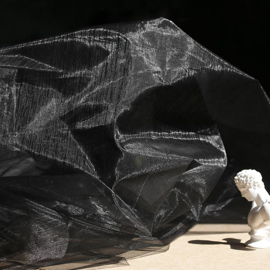 Black Organza Fabric: Sheer Glossy Mesh, Dress Skirt Material