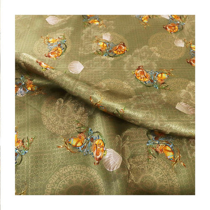 Tissu satiné en soie couleur thé : Rayonne imprimée numériquement, largeur 150 cm (59 po), ameublement et costumes