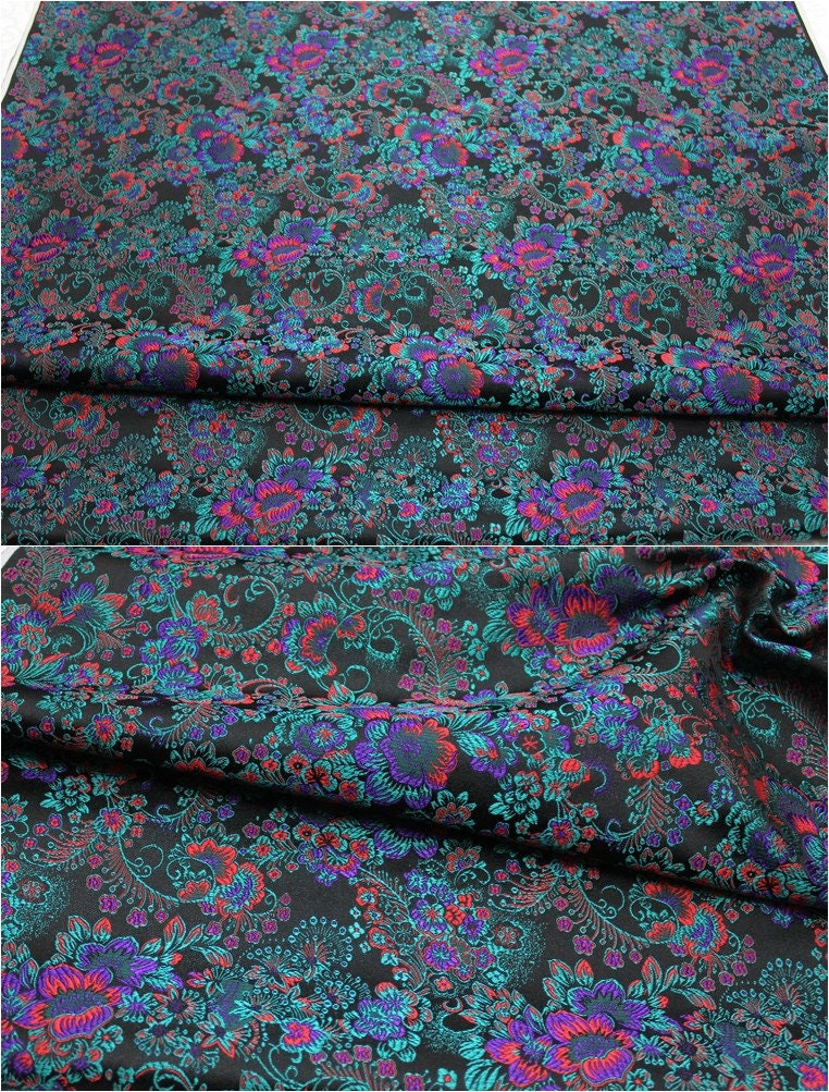 Cherry Blossom Jacquard Brocade Fabric: 29.5" Wide Silk Rayon Blend