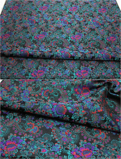 Cherry Blossom Jacquard Brocade Fabric: 29.5" Wide Silk Rayon Blend
