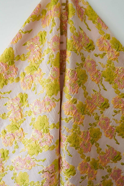 Gold Thread Jacquard Fabric: Embossed European Designer Material, 53" Wide