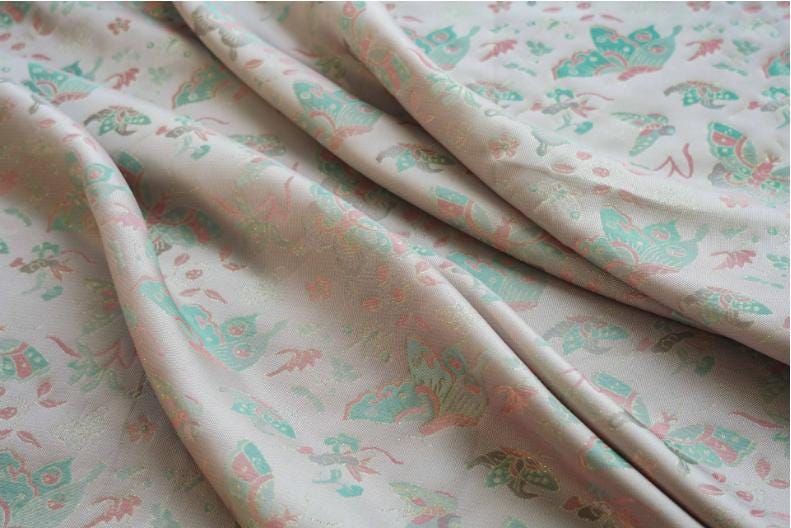 Butterfly Brocade Satin Fabric: 60" Wide Chinese Style Sewing Material