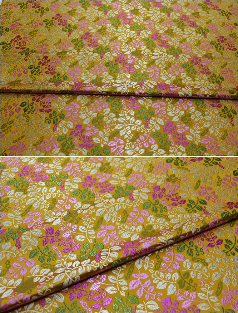 Leaf Brocade Fabric: Silk Rayon Jacquard for Cheongsam & Kimono