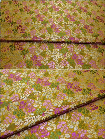 Leaf Brocade Fabric: Silk Rayon Jacquard for Cheongsam & Kimono