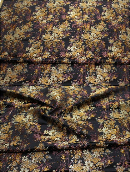 Floral Chinese Brocade Fabric: Silk Rayon Blend, Sewing Quilting Fabric