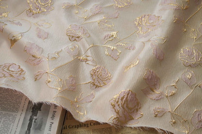 Gold Thread Floral Jacquard Fabric: 3D Oil Painting Texture, 56" Wide - Poppylollipop