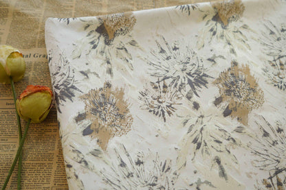 Floral Jacquard Woven Fabric: Gold Thread Embossed Upholstery, Sewing DIY - 60"W