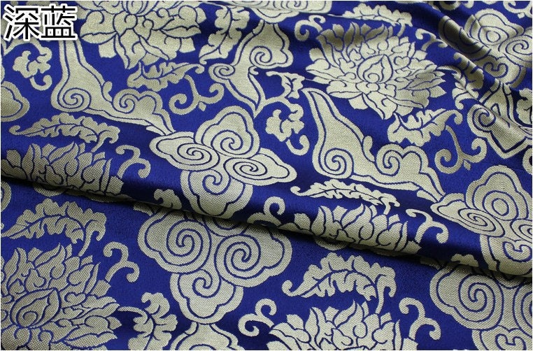 Lotus Brocade Fabric: Chinese Qipao Cheongsam Sewing, Upholstery (29" Wide)