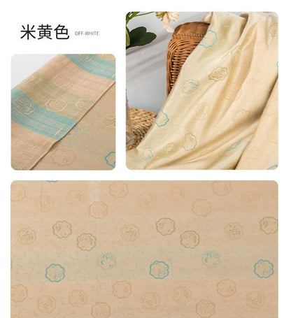 Nishijin Ori Brocade Satin Fabric: Lotus Moon Cake Pattern, 59" Wide