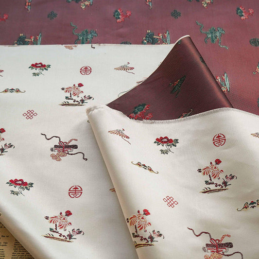 Tissu brocart de soie chrysanthème : Cheongsam chinois 66 po de large, ameublement et matelassage