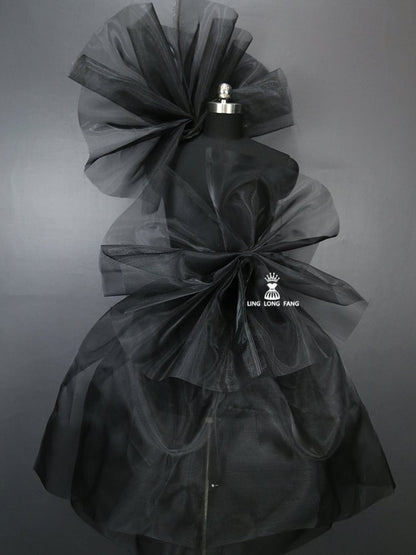 Tissu organza rigide noir et blanc - 137 cm de large - Matériel de création DIY