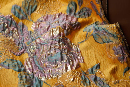 Gold Thread Floral Jacquard Fabric: 53" Wide, Upholstery & Costume