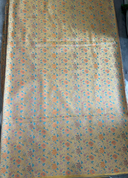 Lotus Flower Silk Brocade Fabric: 57"W Chinese Sewing Material