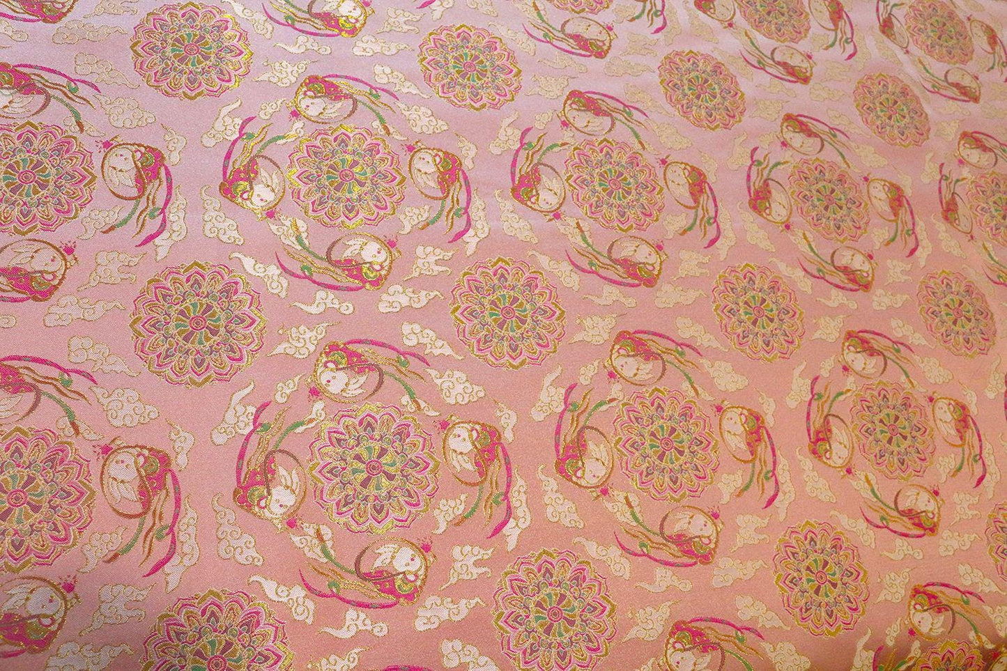 Mongolian Bada Rayon Fabric: Tibetan Caisson Pattern, 59"W
