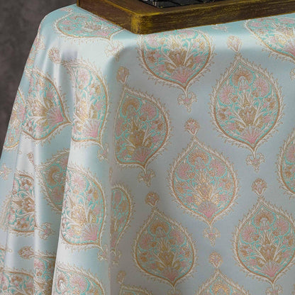 Gold Thread Jacquard Fabric: Foil Peacock Feather Upholstery, 59" Wide