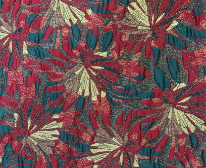 Gold Thread Jacquard Fabric: Vintage Floral African Style, 55" Wide
