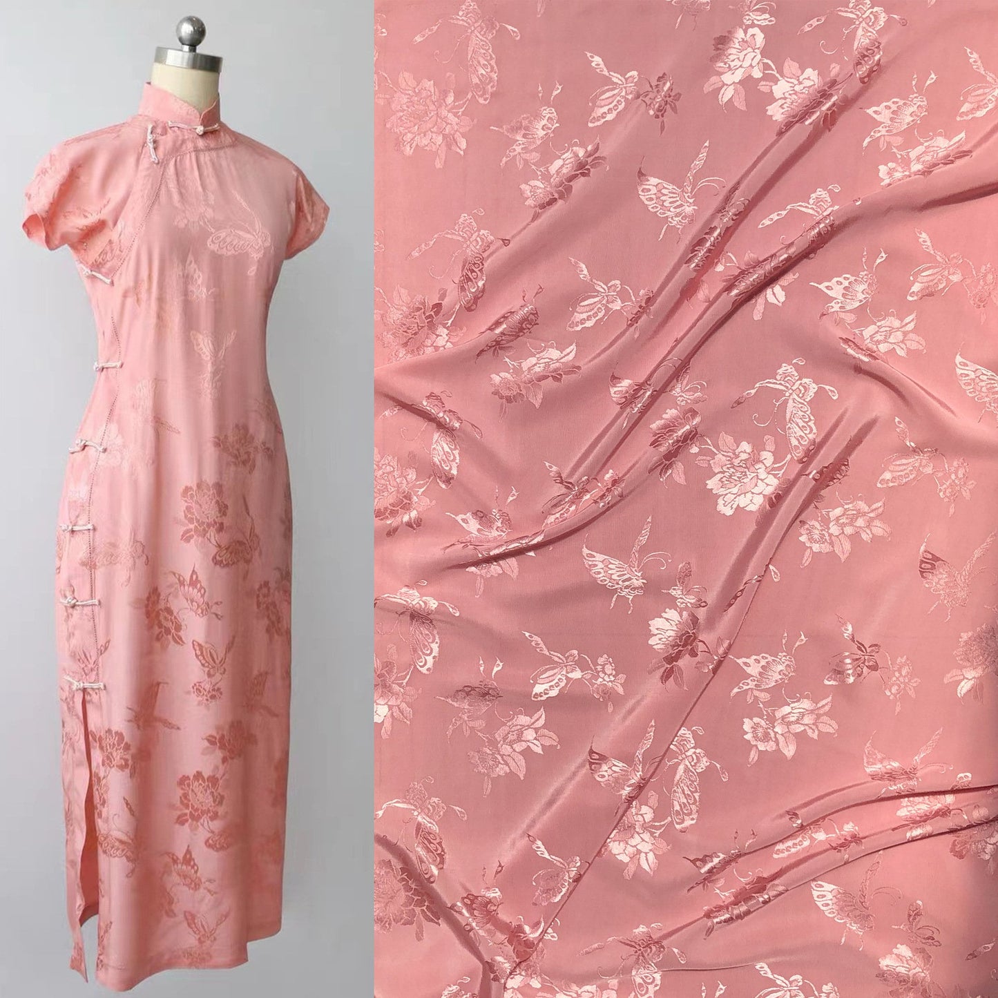 Butterfly Jacquard Satin Damask Fabric - 59" Wide Rayon Sewing Fabric