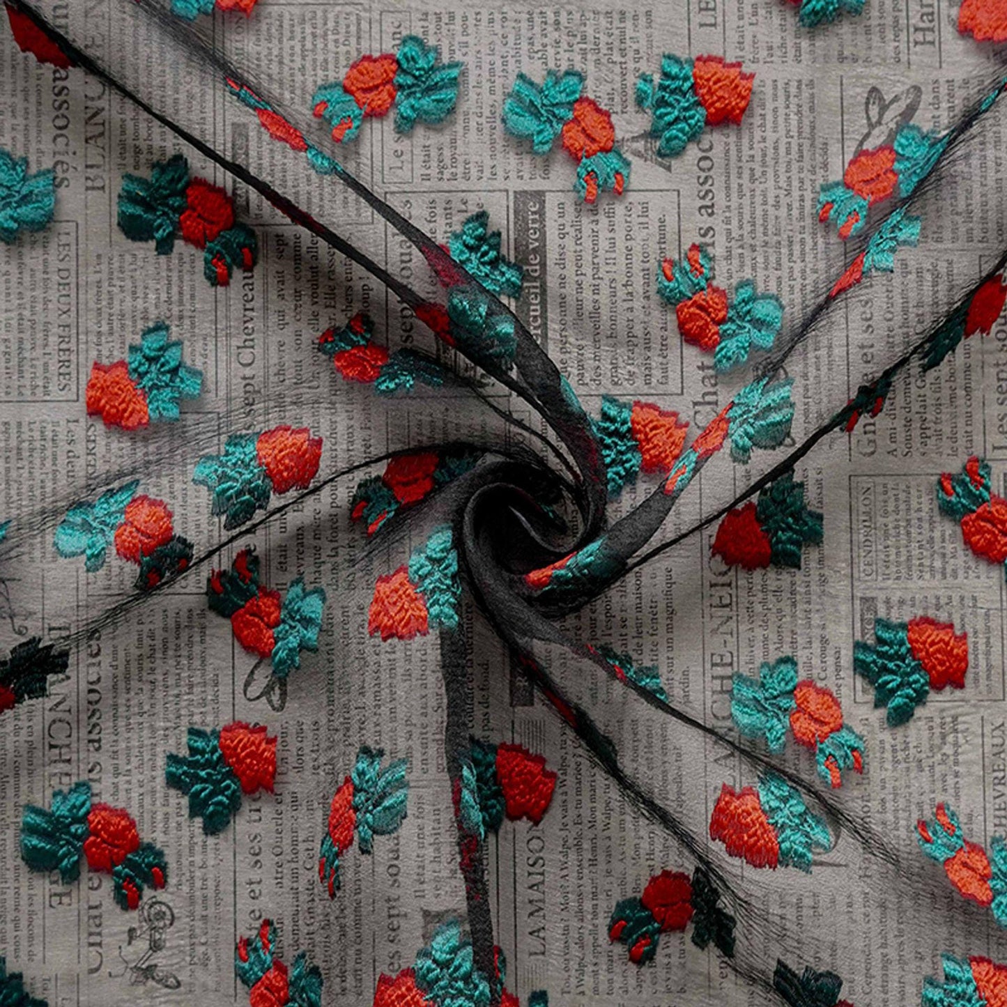 Embossed Organza Jacquard Fabric: 3D Texture Dress Sewing Material, 59" Wide