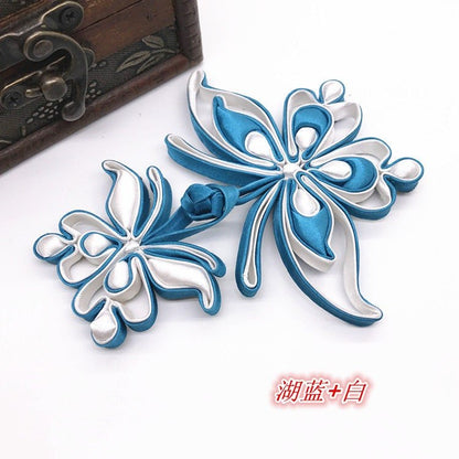 Satin Butterfly Cheongsam Buttons: Decorative Knot Fasteners (Pair) - Poppylollipop
