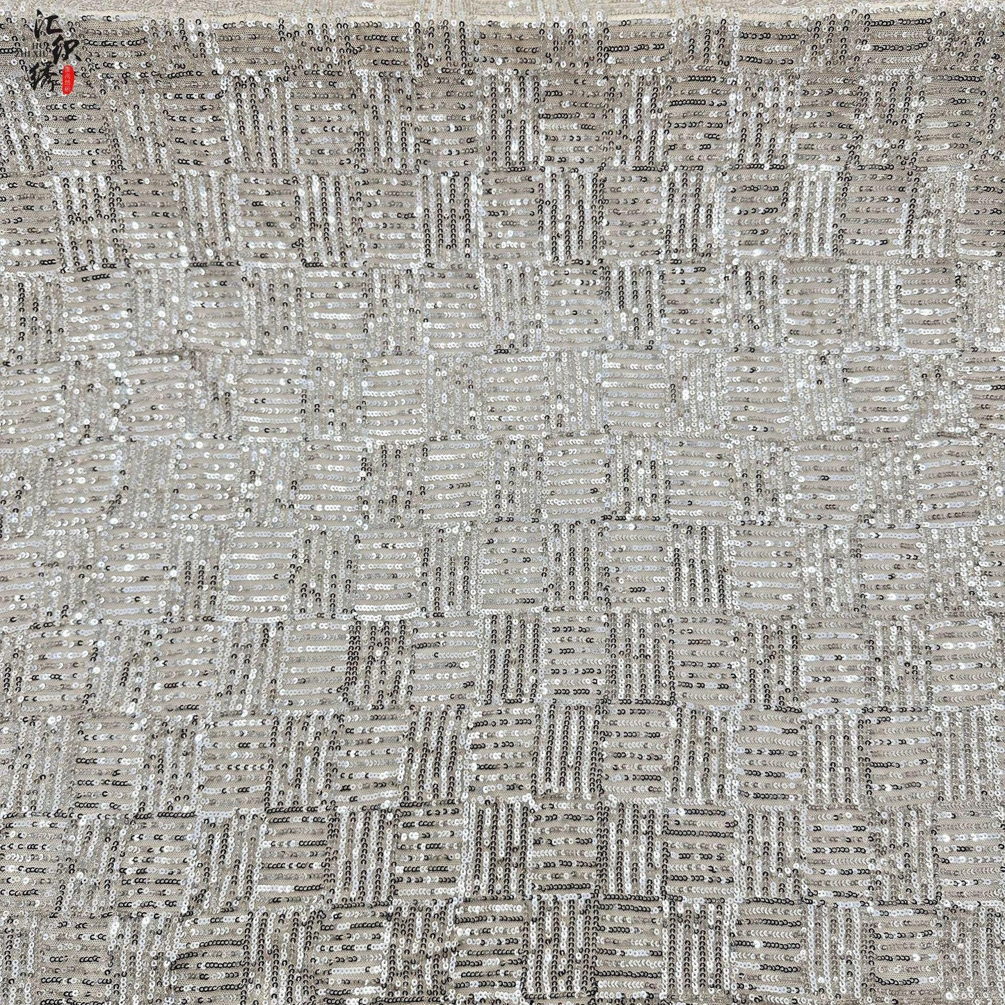 Sequin Lace Fabric: 3D Pleated Embroidery, 49" Wide, For Wedding & Prom