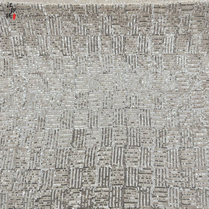 Sequin Lace Fabric: 3D Pleated Embroidery, 49" Wide, For Wedding & Prom